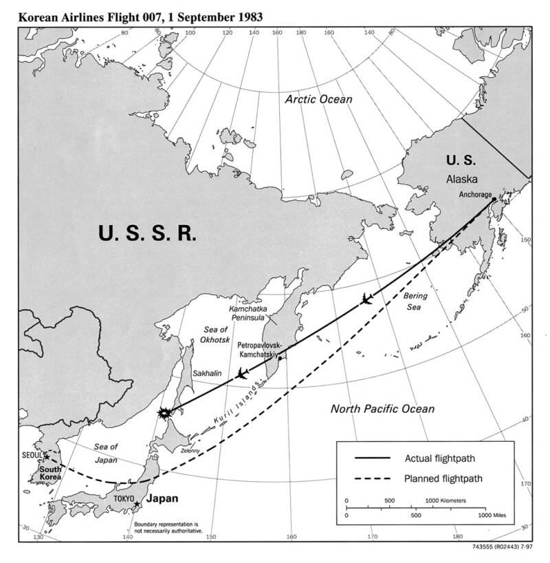 Korean Air Lines Flight 007 Flight Map
