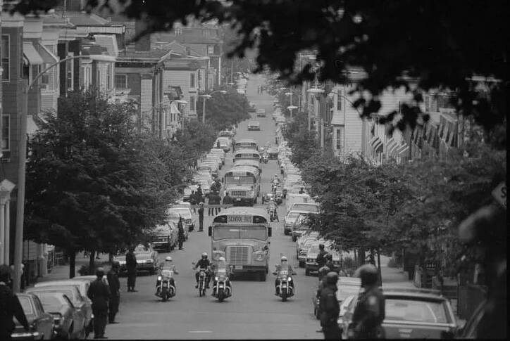 Boston Police Escorting School Buses