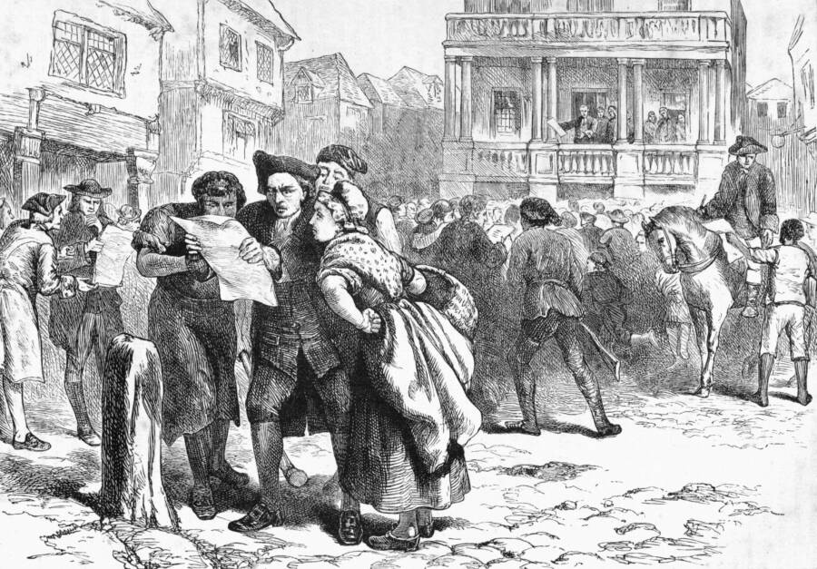 Bostonians Reading Stamp Act