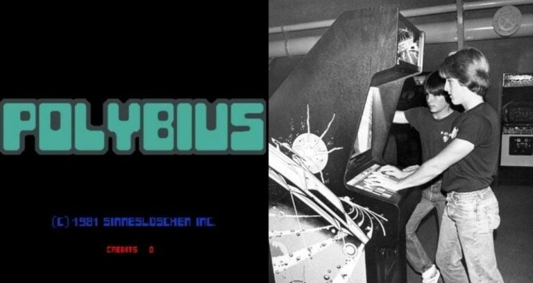 Polybius Alongside Kids Playing Arcade Game Featured