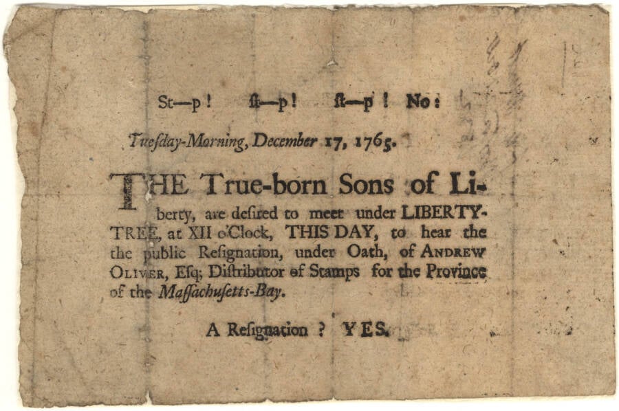 Sons Of Liberty Broadside 1765