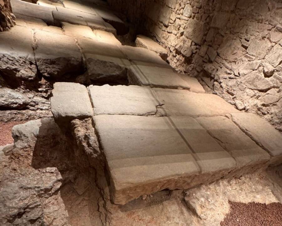 Stone Slabs Of Barcino Roman Forum