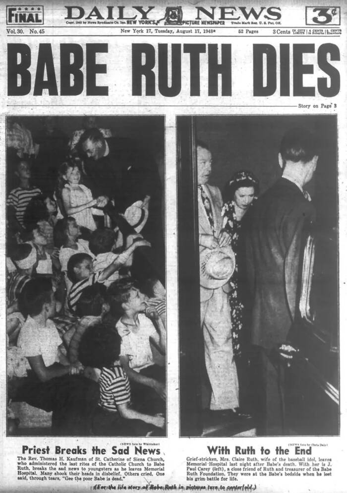 Babe Ruth Death Headline