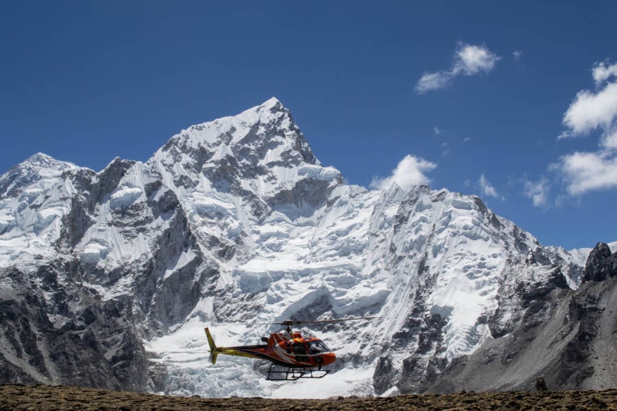 Helicopter At Mount Everest Base Camp