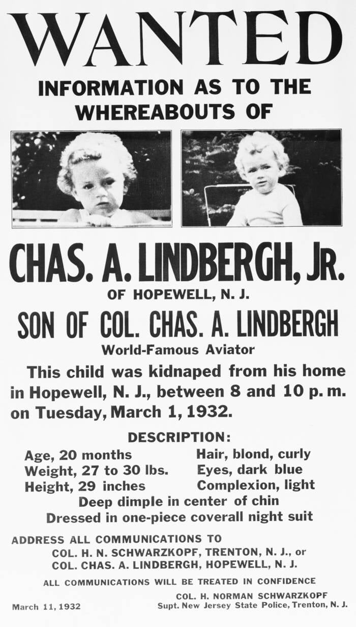 Lindbergh Baby Wanted Poster