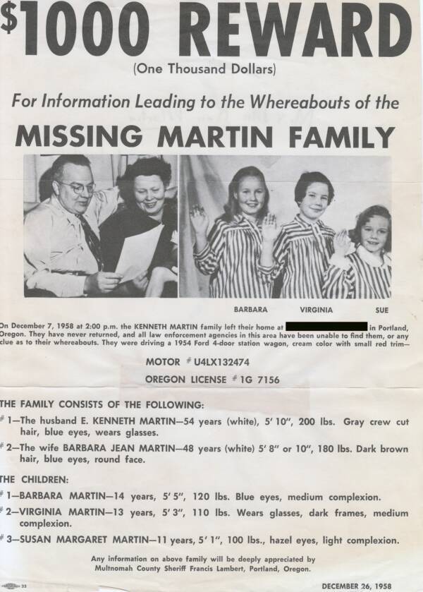 Martin Family Reward Poster