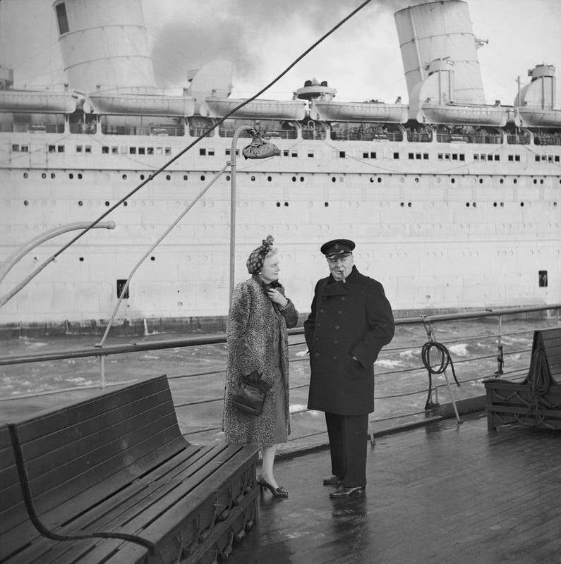 Churchill Couple On Naval Vessel