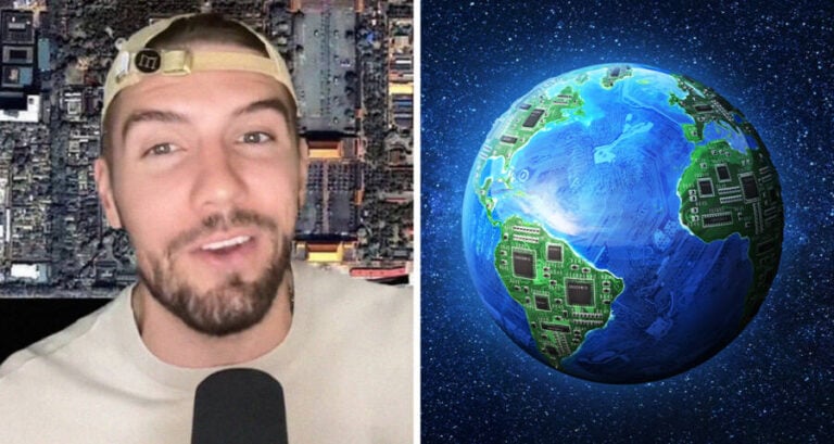 Man Explaining Motherboard Earth Theory
