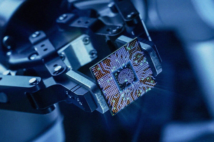 Robotic Arm Holding Supercomputer Processor