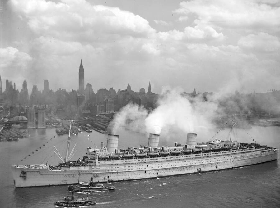 Queen Mary In New York Harbor