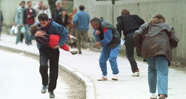 Sarajevo Residents Running From Snipers Featured