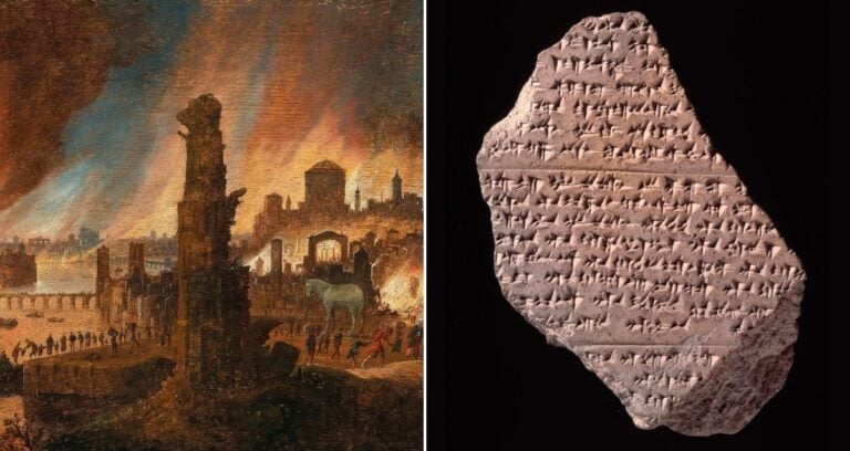 Burning Of Troy Alongside Hittite Tablet Featured
