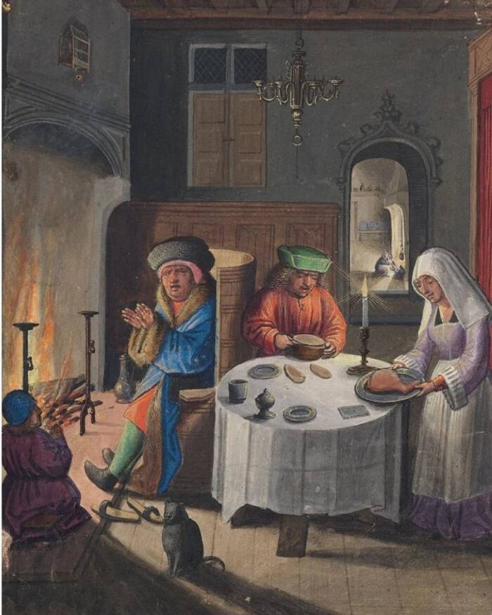 Medieval Family Around The Fire