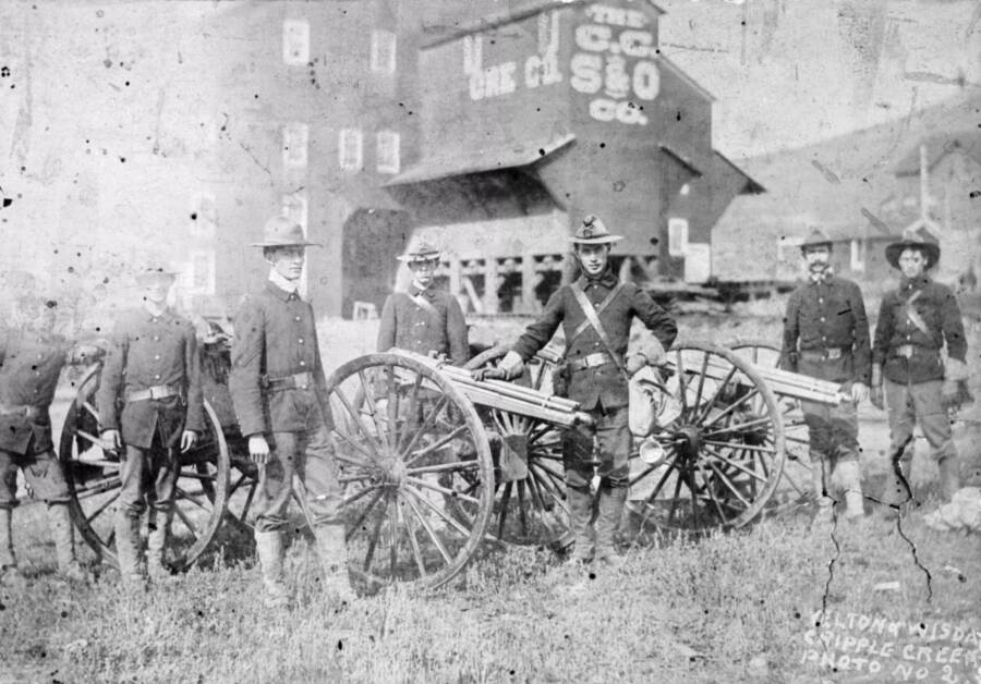Colorado State Militia With Gatling Guns