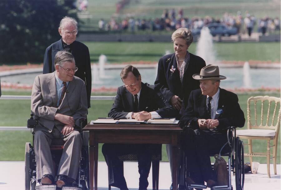 President George H W Bush Signing The Americans With Disabilities Act