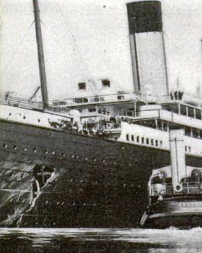 RMS Olympic After HMS Hawke Collision